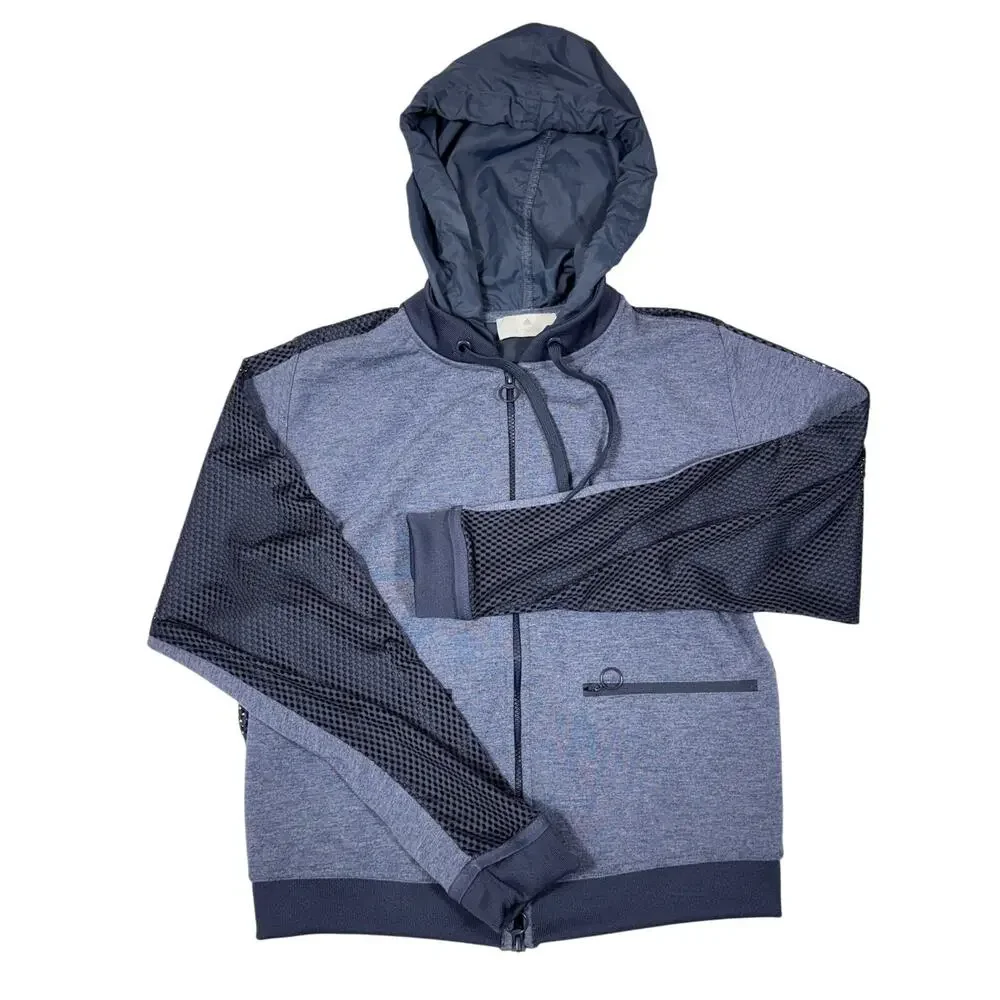 Stella McCartney x Adidas Mesh Knit Windbreaker Jacket Navy Full Zip Women's M - Picture 2 of 11
